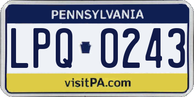 PA license plate LPQ0243