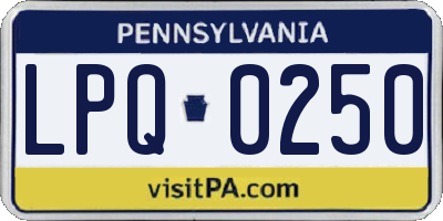 PA license plate LPQ0250