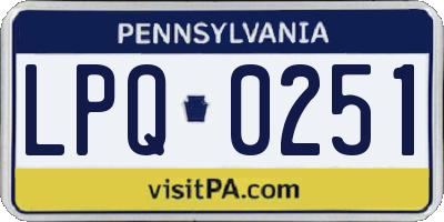 PA license plate LPQ0251
