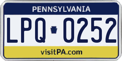 PA license plate LPQ0252