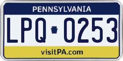 PA license plate LPQ0253