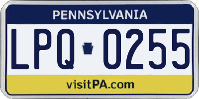 PA license plate LPQ0255