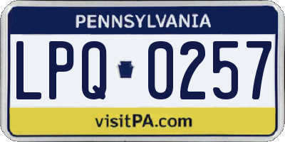 PA license plate LPQ0257