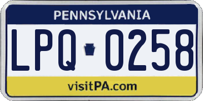 PA license plate LPQ0258