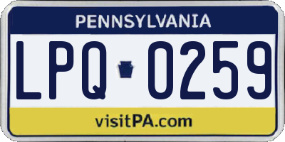 PA license plate LPQ0259