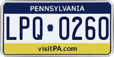PA license plate LPQ0260