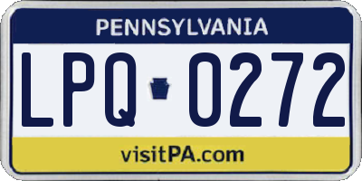 PA license plate LPQ0272