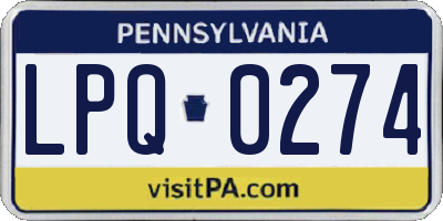PA license plate LPQ0274
