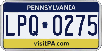PA license plate LPQ0275