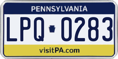 PA license plate LPQ0283