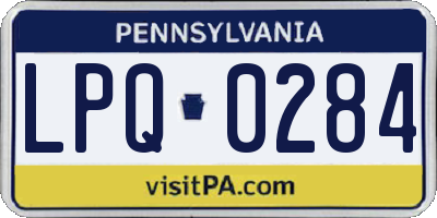PA license plate LPQ0284