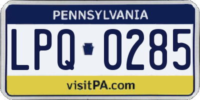 PA license plate LPQ0285