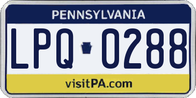 PA license plate LPQ0288