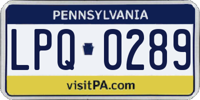 PA license plate LPQ0289