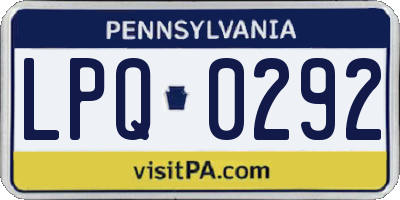 PA license plate LPQ0292