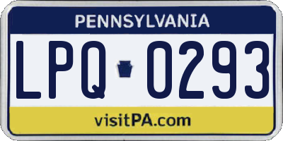PA license plate LPQ0293