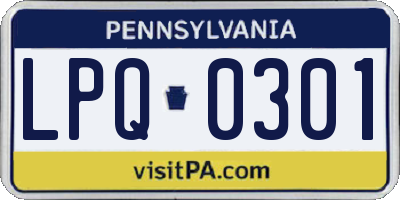 PA license plate LPQ0301