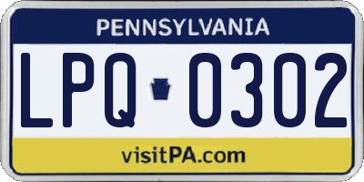PA license plate LPQ0302