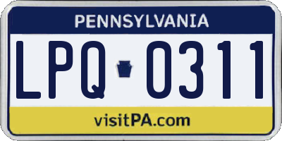 PA license plate LPQ0311
