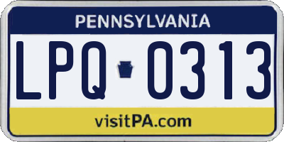 PA license plate LPQ0313