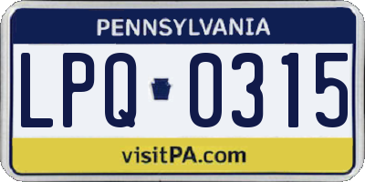 PA license plate LPQ0315