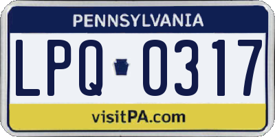PA license plate LPQ0317