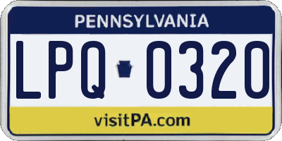 PA license plate LPQ0320