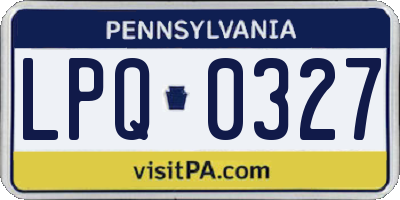 PA license plate LPQ0327
