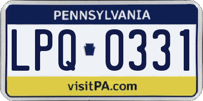 PA license plate LPQ0331