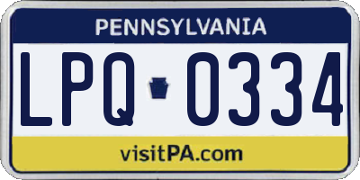 PA license plate LPQ0334