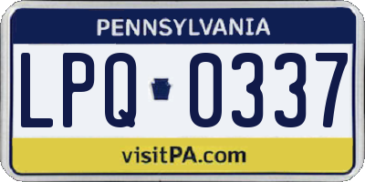 PA license plate LPQ0337
