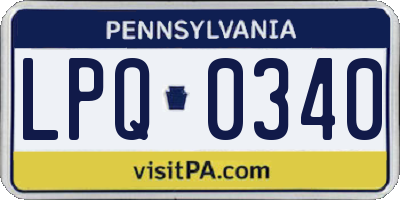 PA license plate LPQ0340
