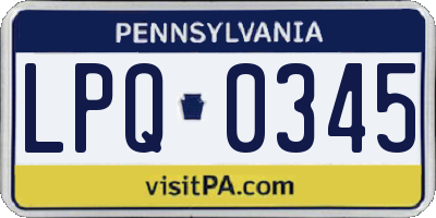 PA license plate LPQ0345