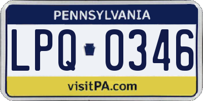PA license plate LPQ0346
