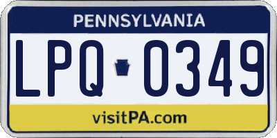 PA license plate LPQ0349