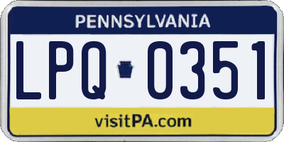 PA license plate LPQ0351