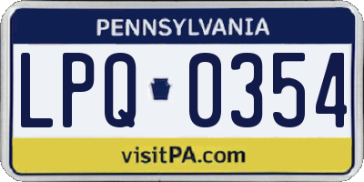 PA license plate LPQ0354