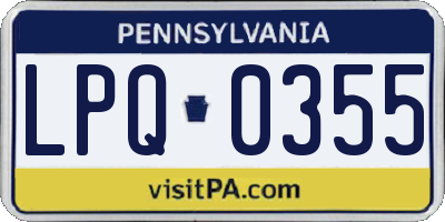 PA license plate LPQ0355