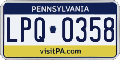 PA license plate LPQ0358