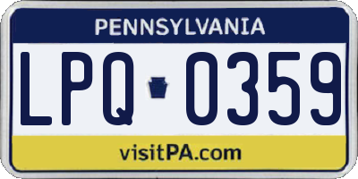 PA license plate LPQ0359