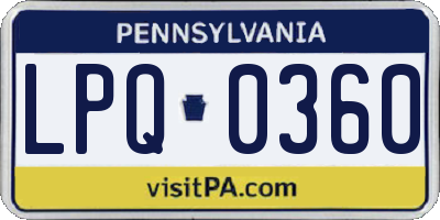 PA license plate LPQ0360
