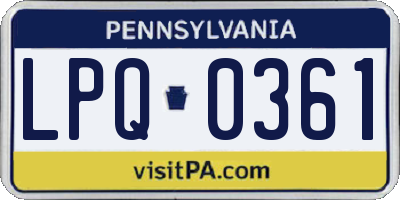 PA license plate LPQ0361