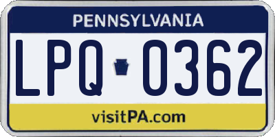 PA license plate LPQ0362