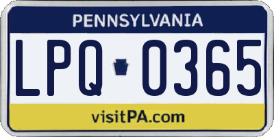 PA license plate LPQ0365
