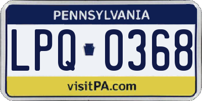 PA license plate LPQ0368