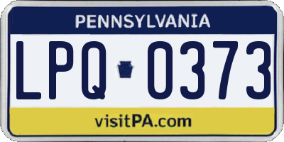 PA license plate LPQ0373