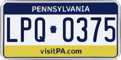PA license plate LPQ0375
