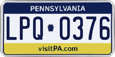 PA license plate LPQ0376