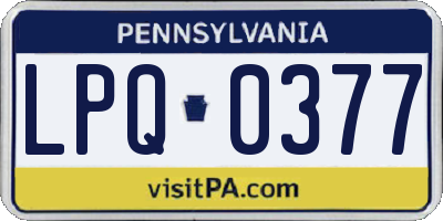 PA license plate LPQ0377