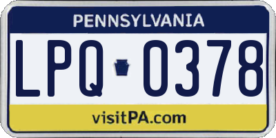 PA license plate LPQ0378